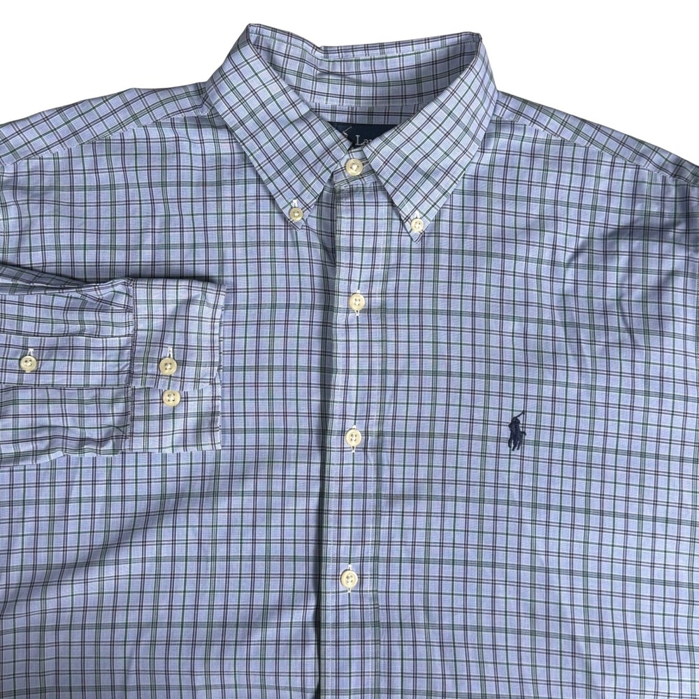 Ralph Lauren Yarmouth Mens 15.5 34/35 Plaid Cotton Button Down Shirt Vintage 90s